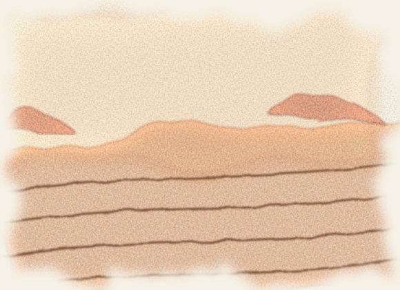 Watercolor of vineyard rows on autumn hills