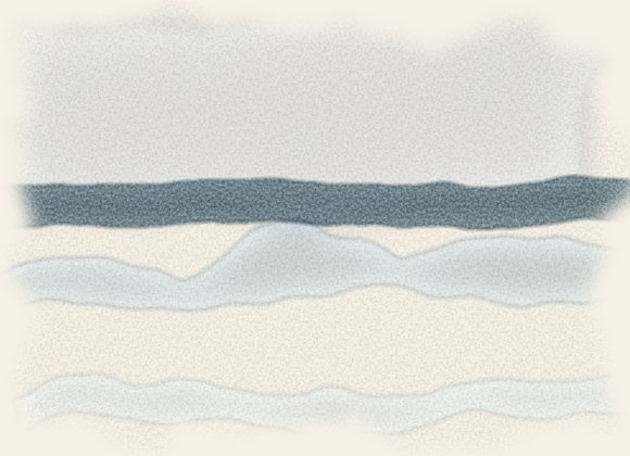 Watercolor of ice mounds on a grey winter shore